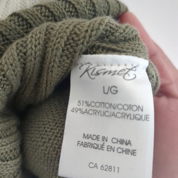 NWT Kismet Knit Tank Women's Large White/Olive Green Feminine Summer Cotton - Picture 5 of 7